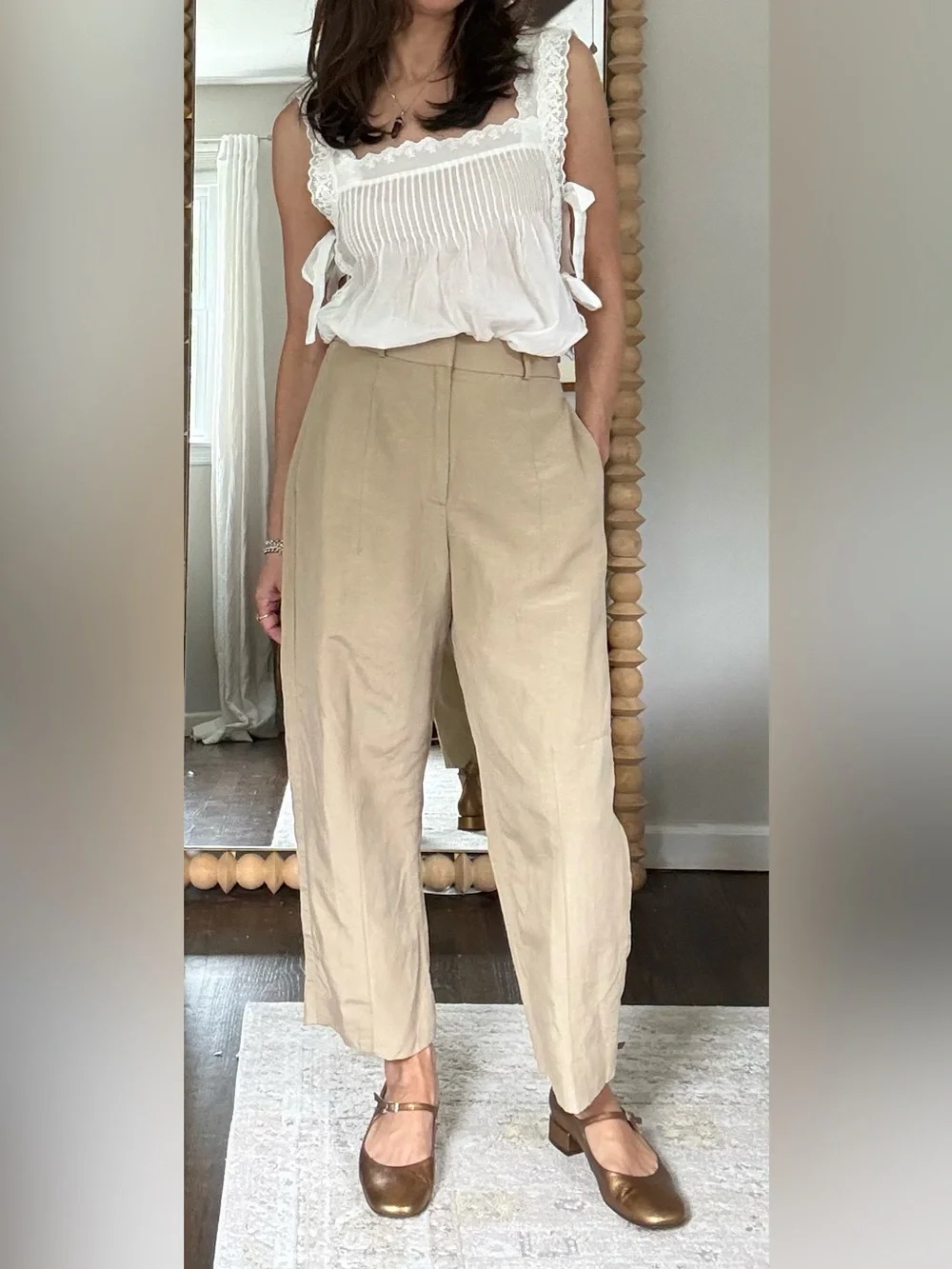 Banana Republic Tencel Linen Barrel Leg Pant